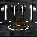 Futuristic Display Shelves With Metal Frame And Illuminated Stripes For Product Showcase