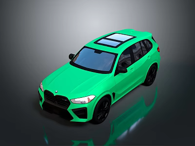 Green Sporty SUV With Panoramic Sunroof And Black Alloy Wheels 3d model