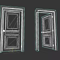 Brown Wooden Door Closed and Open Versions With Classic Panel Details