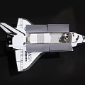 Detailed White Space Shuttle Model With Aerodynamic Wings And Fuselage On Black Display Background