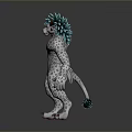 Mythical Fantasy Creature With Teal Mane White Spotted Body Holding Pink Gem