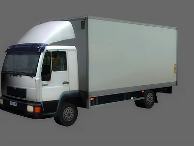 White Box Truck With Enclosed Cargo Area For Commercial Transportation and Front Cab Design 3d model