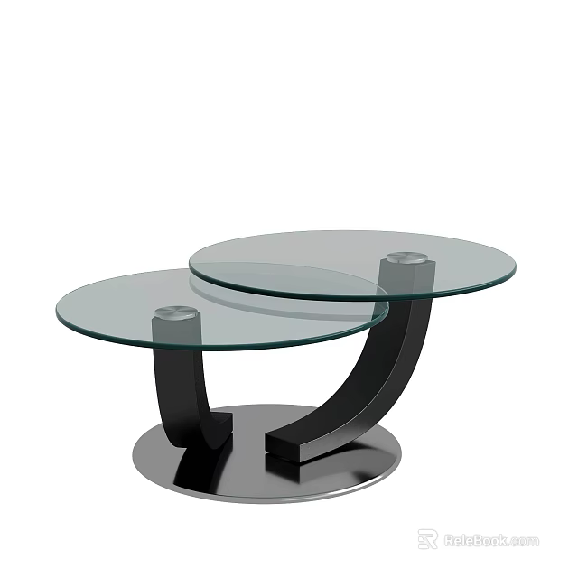 Modern Round Coffee Table With Glass Top And Black Metal Frame For Living Room 3d model 