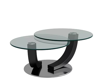 Modern Round Coffee Table With Glass Top And Black Metal Frame For Living Room 3d model