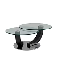 Modern Round Coffee Table With Glass Top And Black Metal Frame For Living Room
