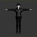 A Man With Arms Outstretched In Black Hoodie Black Pants Brown Shoes On Gray Background