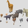 Low Poly Animal Cartoon Animal Cartoon Elephant Cartoon Giraffe Cartoon Tiger Sika Deer African Animal 3d model