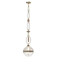 Contemporary Gold Metal Chandelier with Geometric Decorative Chains and Glass Shade