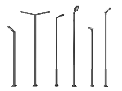 Modern Outdoor Lights With Various Pole Designs For Street And Garden Use 3d model