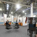 Modern Exhibition Booth Design With Modular White Orange Panels And Interactive Visitor Areas