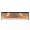 Modern Wooden Dresser With Starburst Pattern And Black Marble Top Design