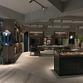 Modern Clothing Store Interior Design With Suit Display Racks Hanging Clothes And Marble Wall