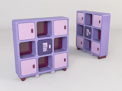 Stylish Purple Pink Entryway Cabinet and Side Cabinet with Doors Shelves Modern Storage Design 3d model