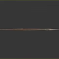 Traditional Red Shaft Spear With Silver Head And Metal Decorations On Smooth Black Surface