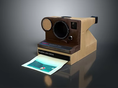 Retro Brown Polaroid Instant Camera With Photo Print Output And Classic Design 3d model