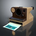 Retro Brown Polaroid Instant Camera With Photo Print Output And Classic Design