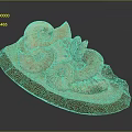 Decorative Household Item With Ammonite Fossils And Golden Stone Base