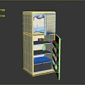 Modern Double Door Refrigerator With Open Door Showing Organized Interior Storage Shelves
