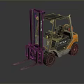 STILL Industrial Forklift In Orange Gray And Black With Cab Forks And Wheels