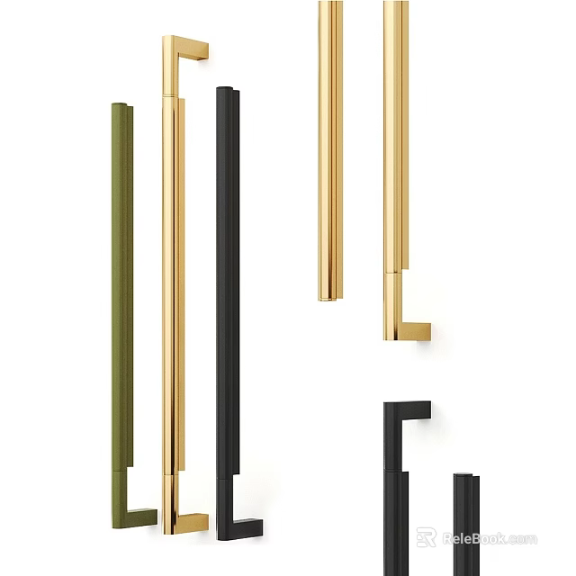 Modern Stylish Cabinet Handles In Gold Black And Green Colors For Home Use 3d model 