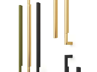 Modern Stylish Cabinet Handles In Gold Black And Green Colors For Home Use 3d model