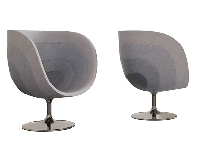 Modern Stylish Gradient Grey Lounge Chairs With Swivel Polished Metal Round Base For Indoor Use 3d model