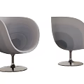 Modern Stylish Gradient Grey Lounge Chairs With Swivel Polished Metal Round Base For Indoor Use