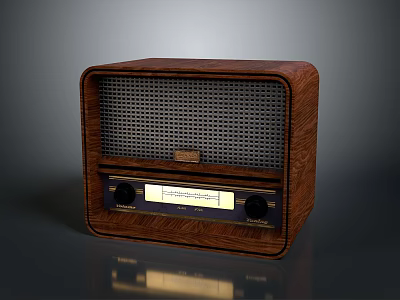 Vintage Wooden Radio Speaker With Classic Grid Front And Display Panel Control Knobs 3d model