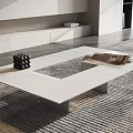 Rectangular Modern Coffee Table With Sleek Surface And Decorative Items In Living Room Interior 3d model