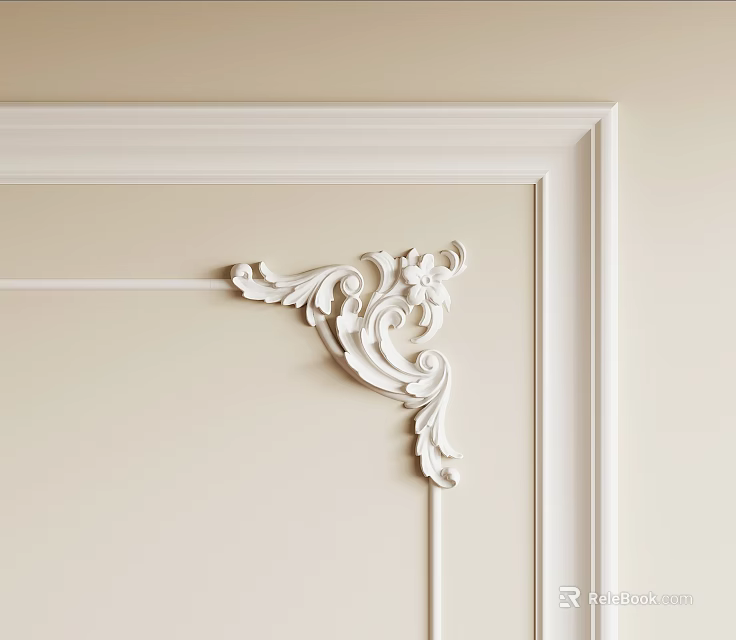 Decorative Plaster Cornice With Intricate Ornate Design For Home Interior Wall Corner 3d model 