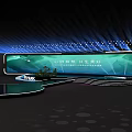 Modern City Park Stage Design With Curved Structure And Bright Lighting
