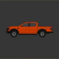 Red Pickup Truck Modern Design With Sturdy Body And Off Road Tires