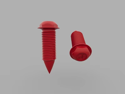Red Plastic Screws With Flat Head And Threaded Shank Design 3d model