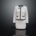 Classic Light Gray Suit With Black Trim Collar Cuffs And Buttons 3d model