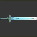 Turquoise Fantasy Sword with Ornate Hilt Blue Accents and Gemstone Design