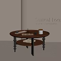 Stylish Round Coffee Table With Two Tiered Design And Relevant Ornaments 3d model
