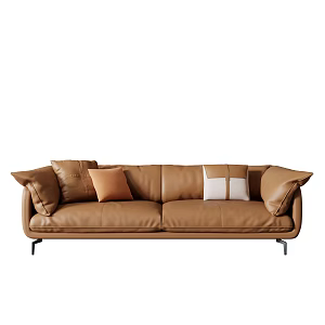 Double Sofa Multi-Person Sofa Leather Sofa 3d model