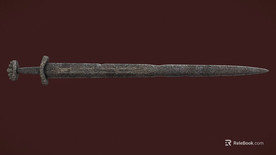 Ancient Metal Sword With Rustic Blade And Historical Craftsmanship Details 3d model 