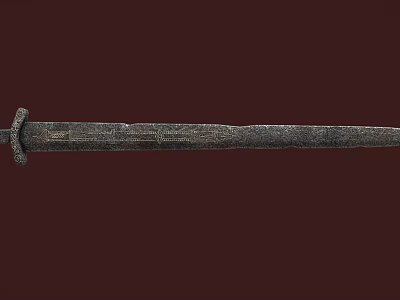 Ancient Metal Sword With Rustic Blade And Historical Craftsmanship Details 3d model
