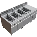 Commercial Kitchen Equipment Stainless Steel Multiple Sinks Worktop With Storage Cabinets