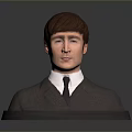 Realistic 3D Male Character Head Portrait Wearing Suit With Base Stand