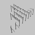 Train Railway Track With Gray Metal Support Structures Industrial Design