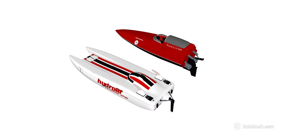 SpeedCraft High Speed Racing Boats Red And White Sleek Watercraft Design 3d model 