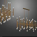 Modern Geometric Chandelier With Brass Frame And Multiple Spherical White Bulbs 3d model
