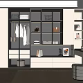 Dressing table wardrobe integrated cabinet combination 3d model