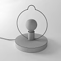 Modern Table Lamp With Black Circular Frame Transparent Bulb And Wooden Base 3d model