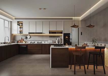 French Antique Kitchen Antique Bar 3d model
