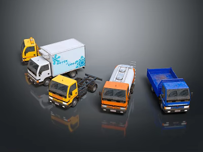 Colorful Toy Truck Models With Various Designs And Types On 3d model