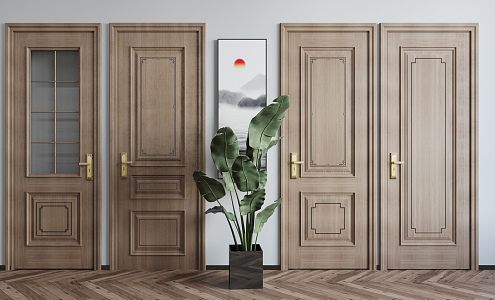 New Chinese-style Swing Door Swing Door Combination 3d model