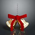 Modern Gold Bell Shaped Chandelier Featuring Red Bow And Hanging Chain